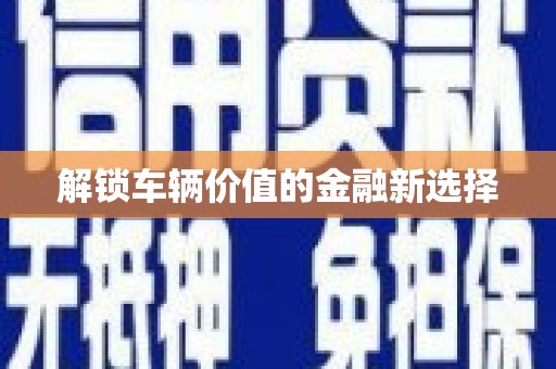 大园解锁车辆价值的金融新选择